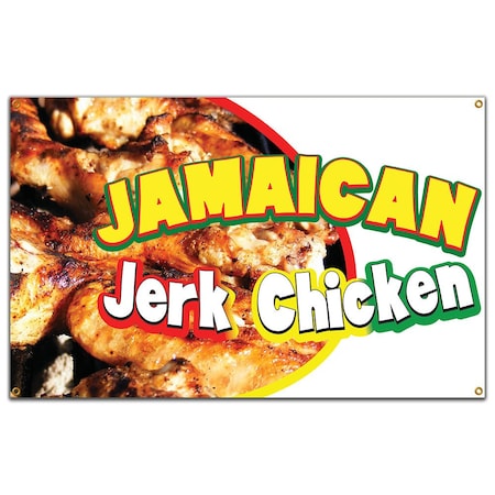 Jamaican Jerk Chicken Banner Concession Stand Food Truck Single Sided